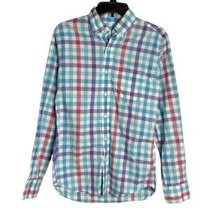 J. Crew Button Down Shirt Men's small Colorful Plaid light weight long sleeve